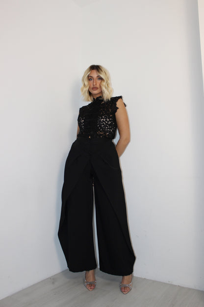 Pantalone doppia chiusura Nero