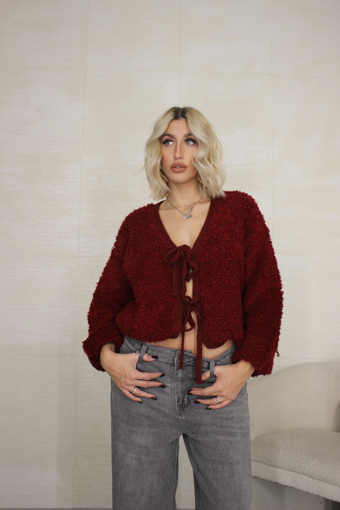 Cardigan Bouclè Bordeaux