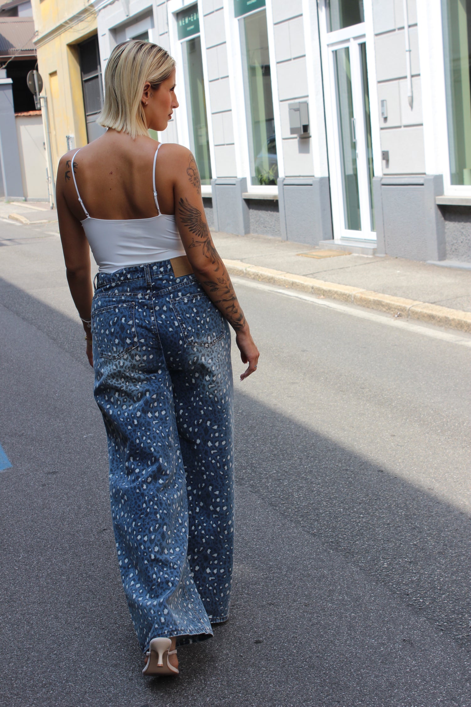 Jeans leopard bianco