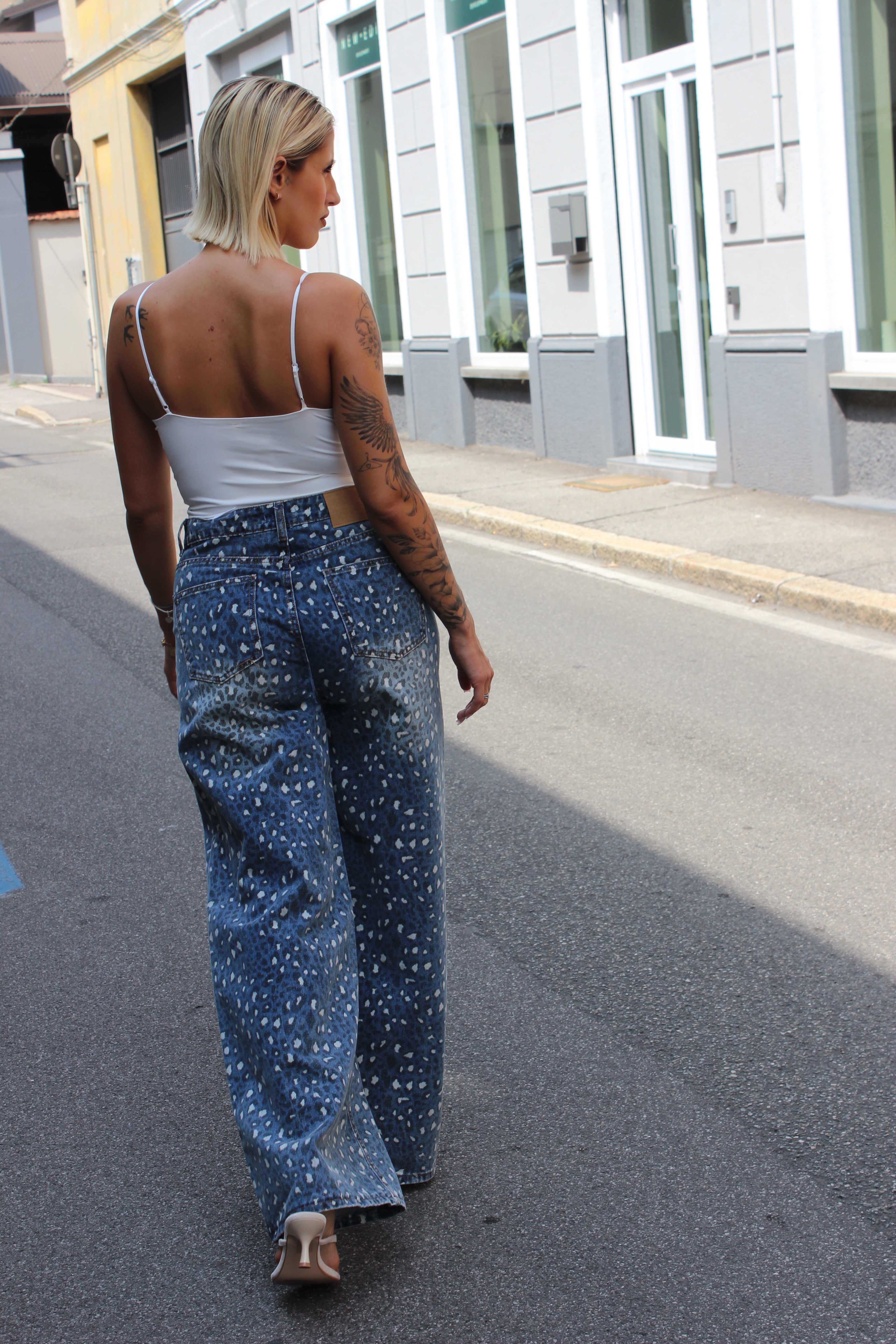 Jeans leopard bianco