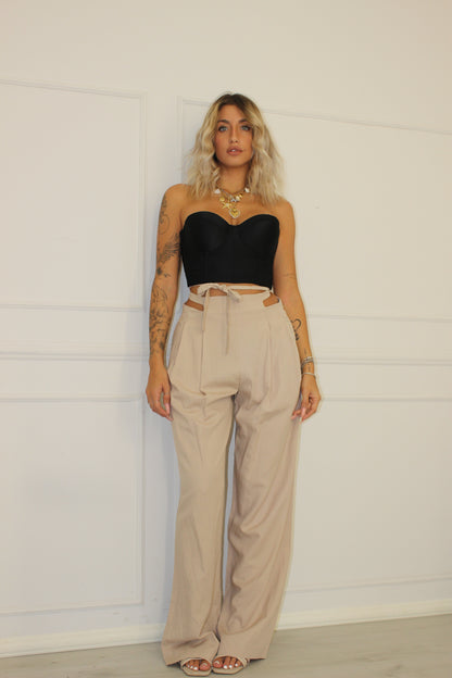Pantalone Cut Out Beige