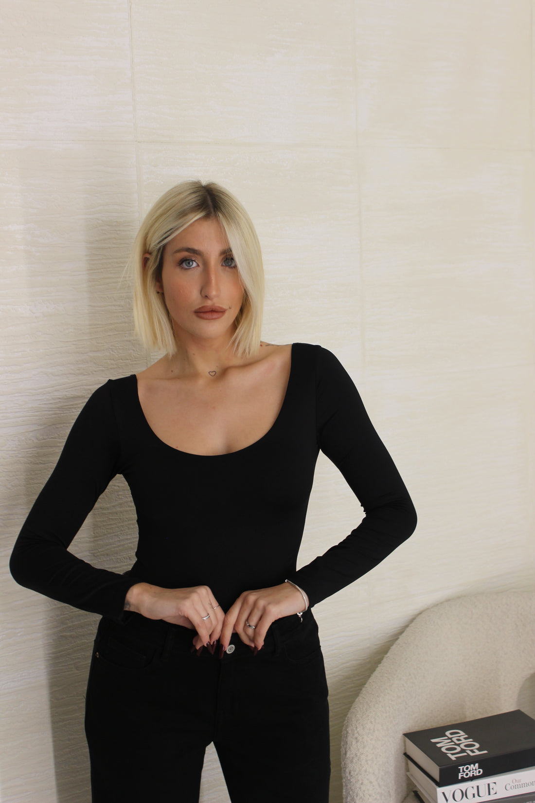 Body Basic scollato Nero