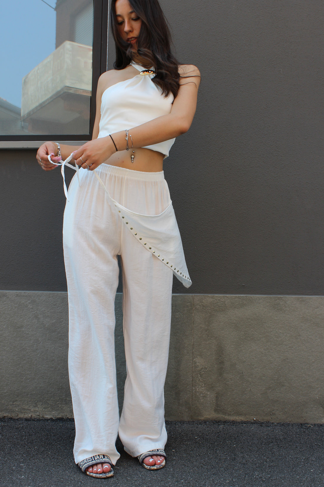 Pantalone con Pareo Bianco