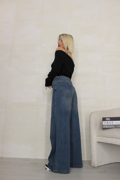 Jeans wide leg basic blue