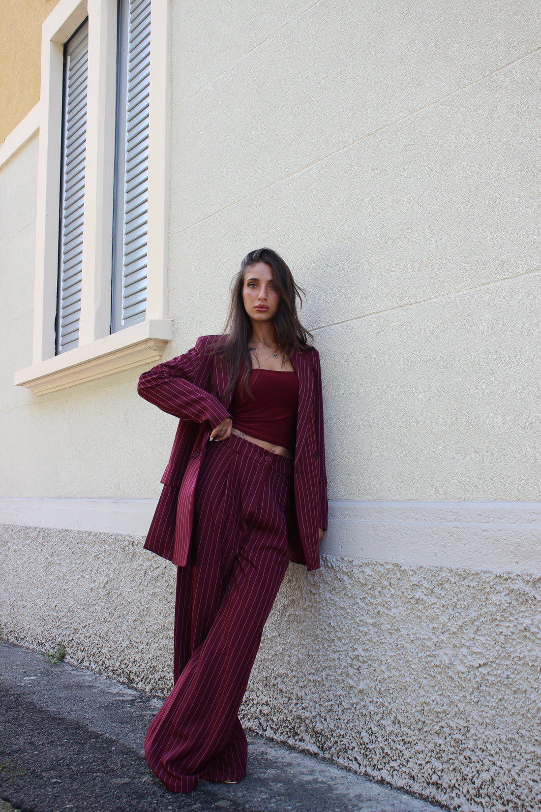 Coordinato Gessato Bordeaux
