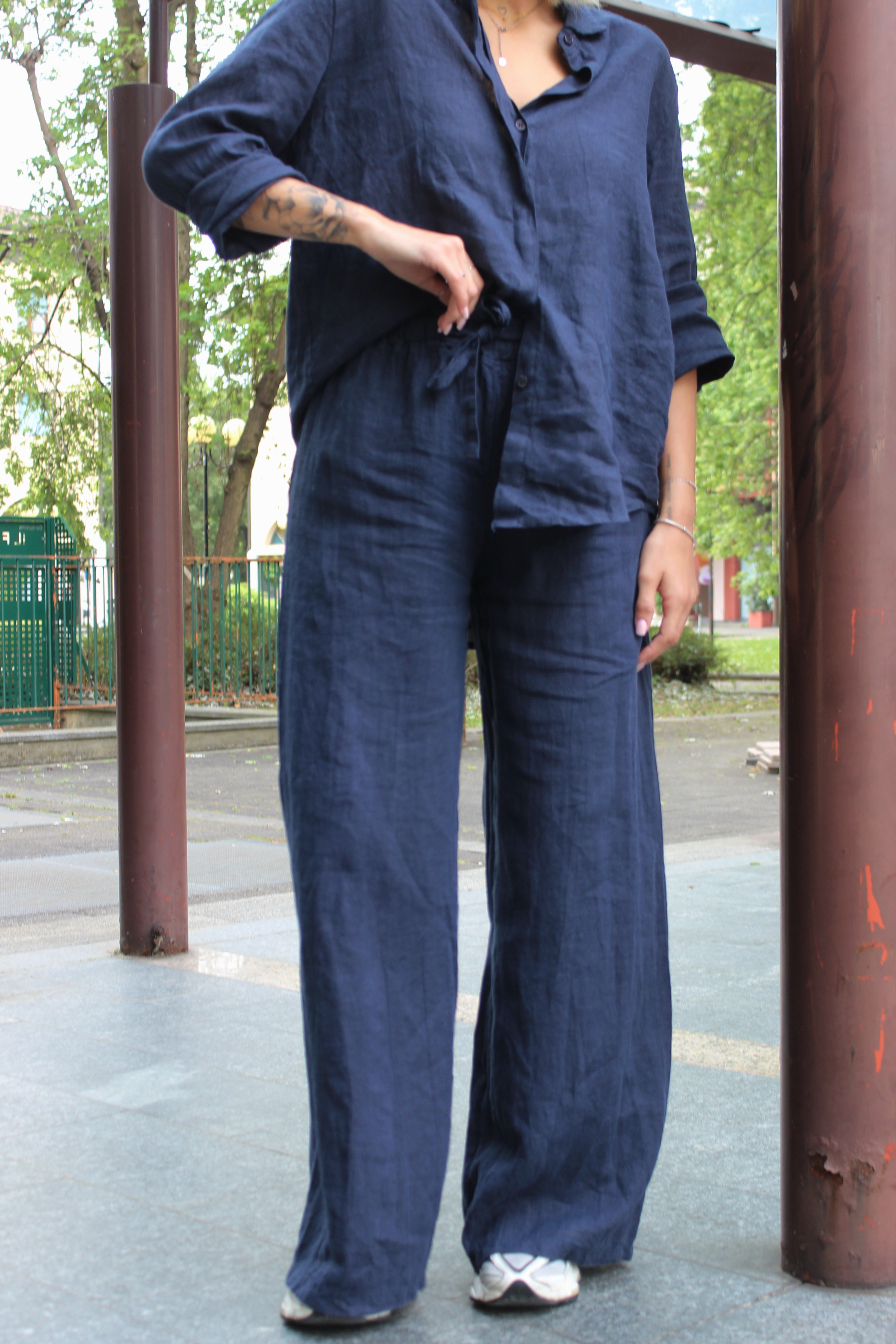 Completo in 100% Lino blu
