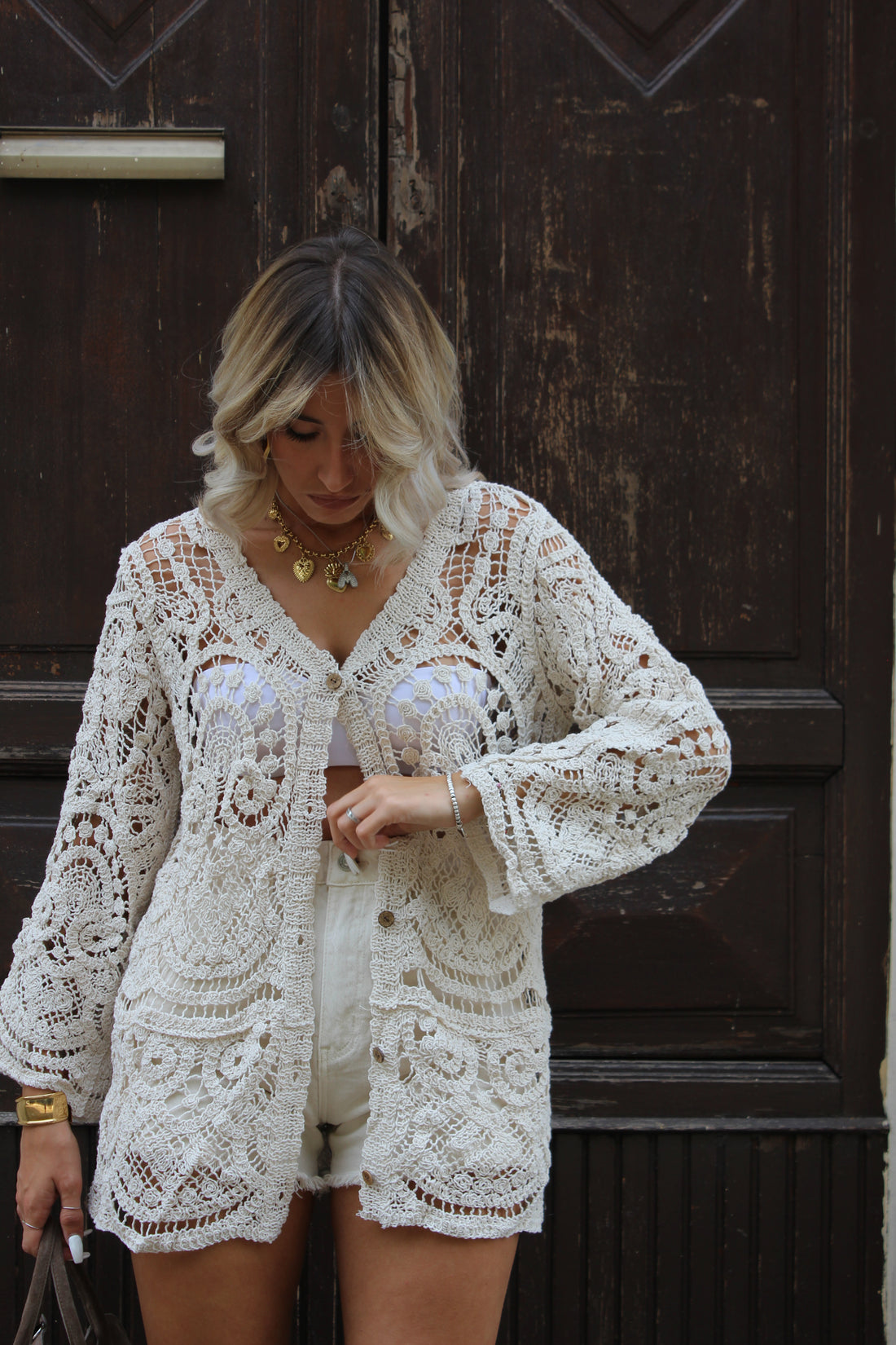 Abito Crochet Beige