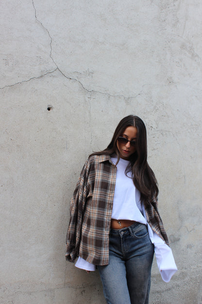 Camicia scozzese beige