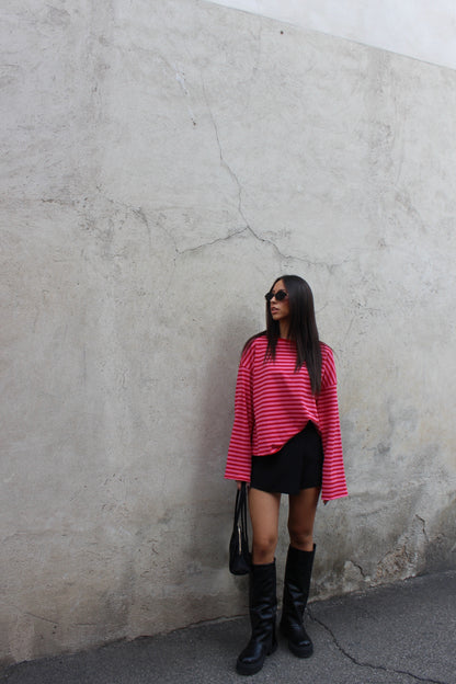 Maglia striped rosa