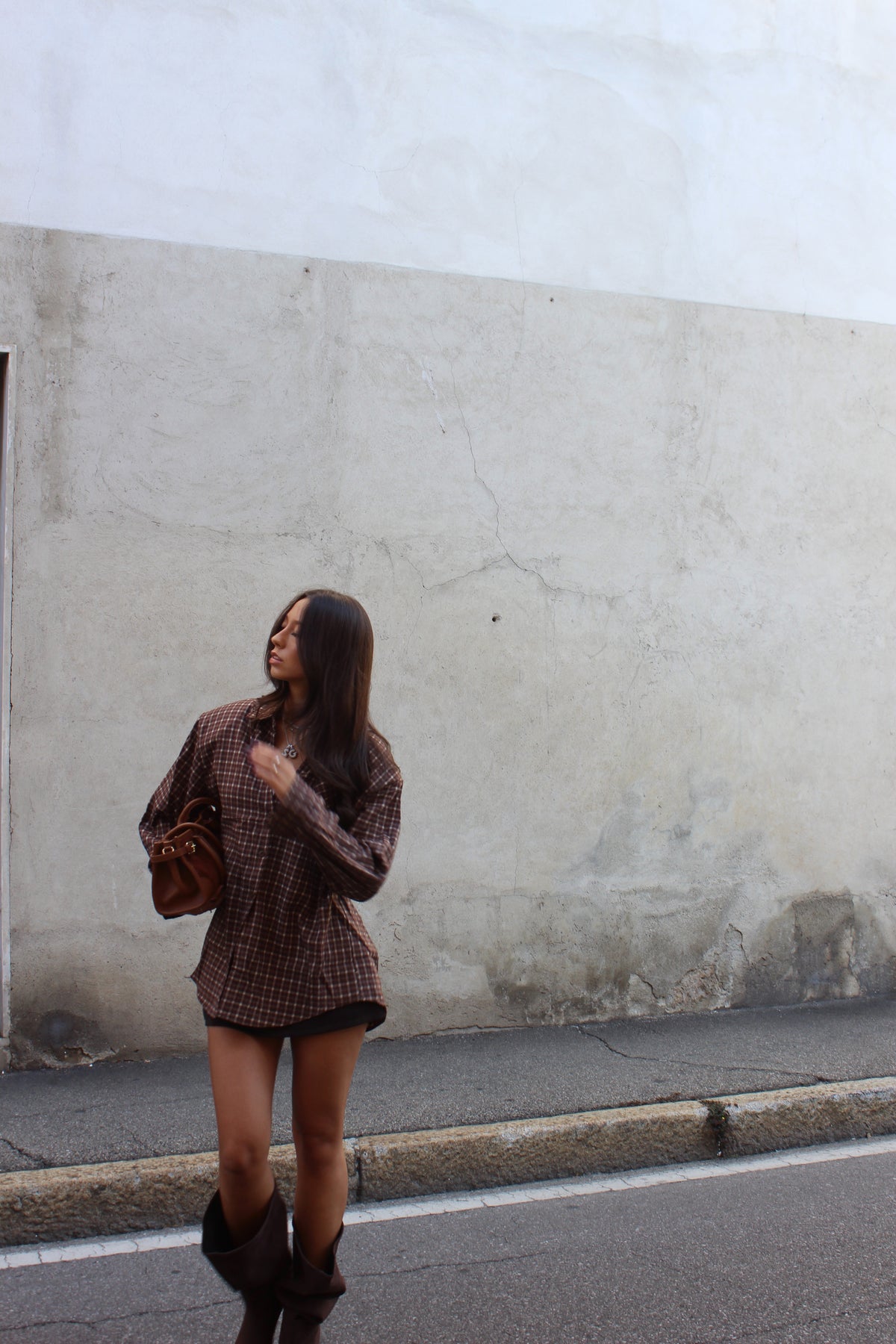 Camicia check cioccolato