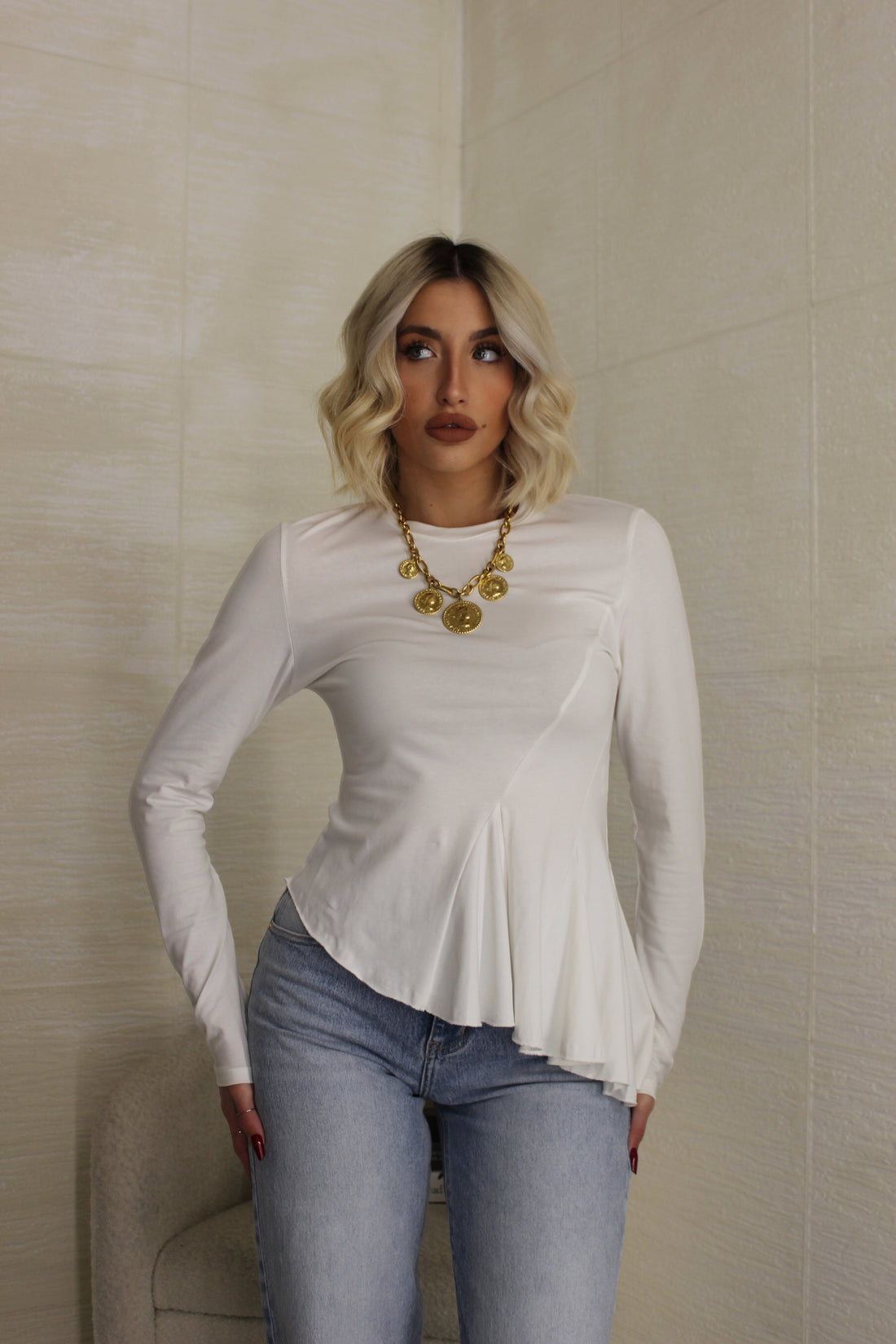 Maglia Lumina Asimmetrica Bianco