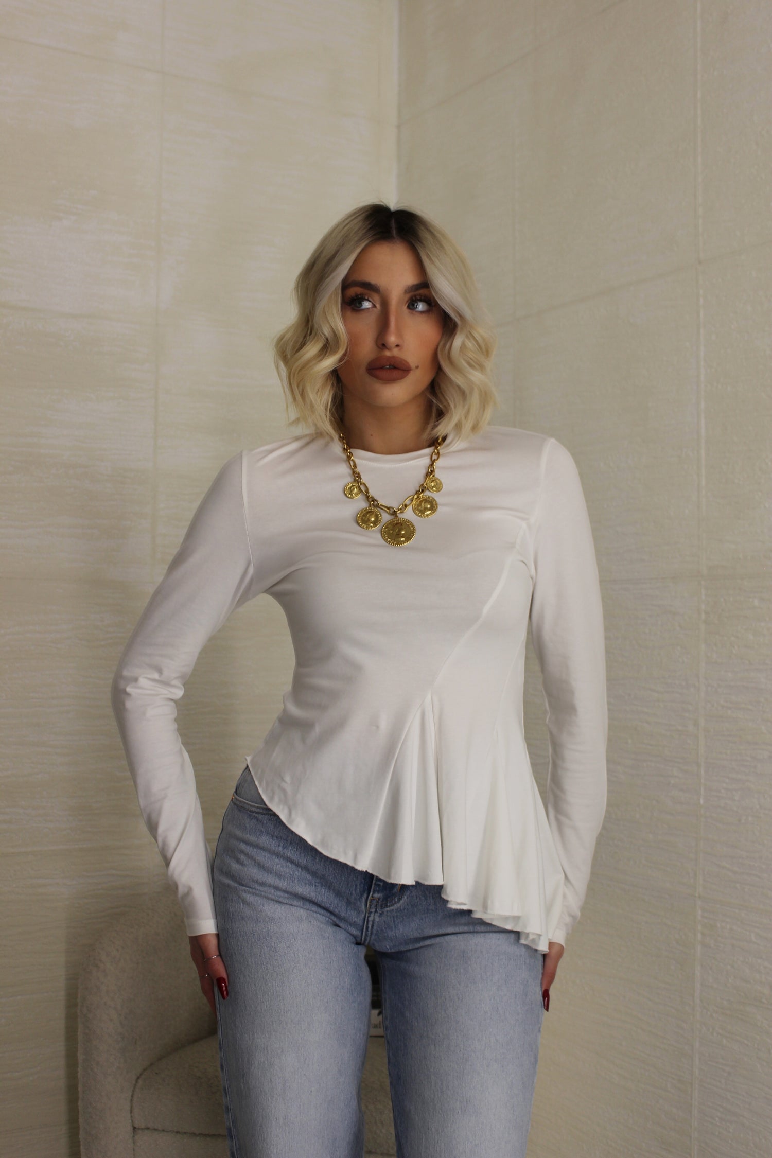 Maglia Lumina Asimmetrica Bianco