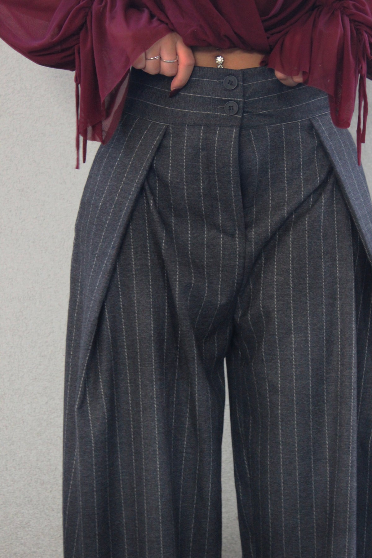 Pantalone tailored barrel grigio