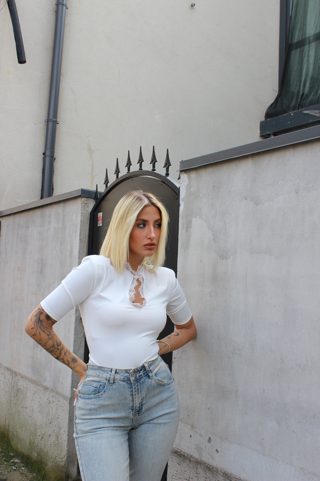Maglia coreana pizzo Bianca