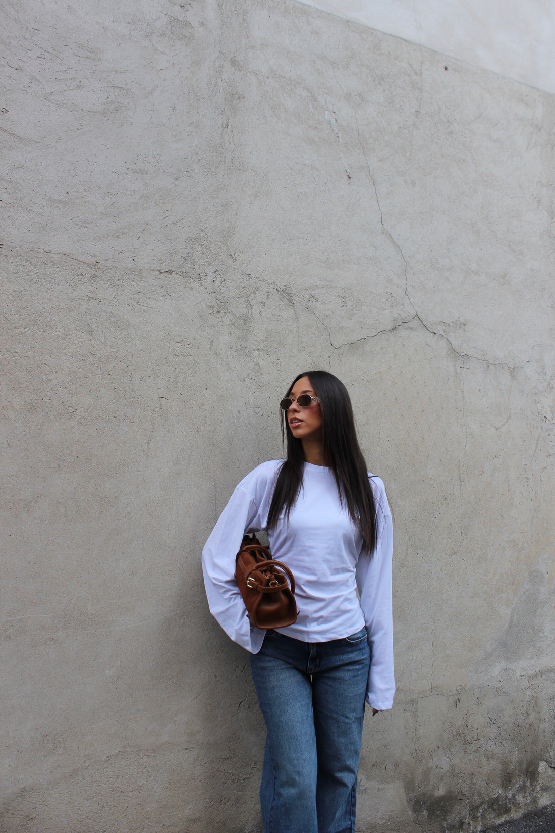 Maglia midi longesleeve bianca