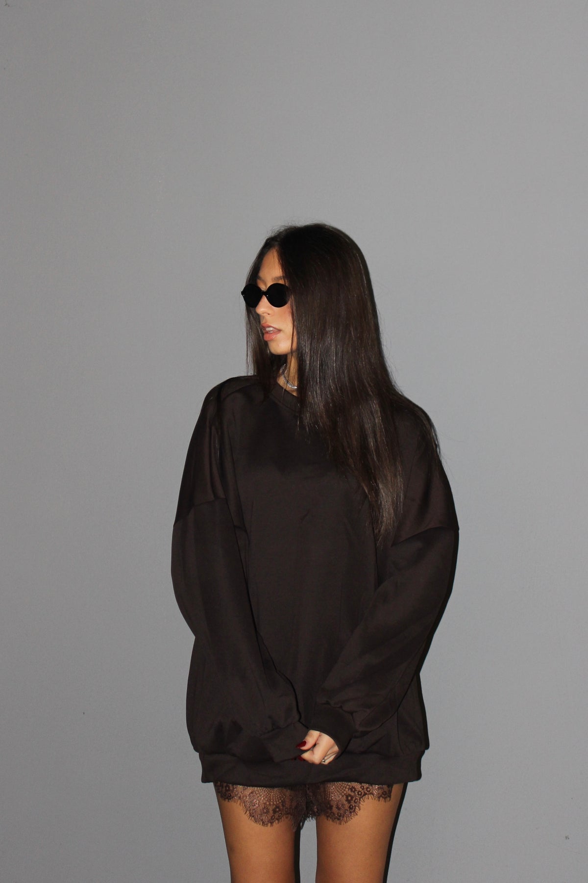 Maxi felpa cut out cioccolato