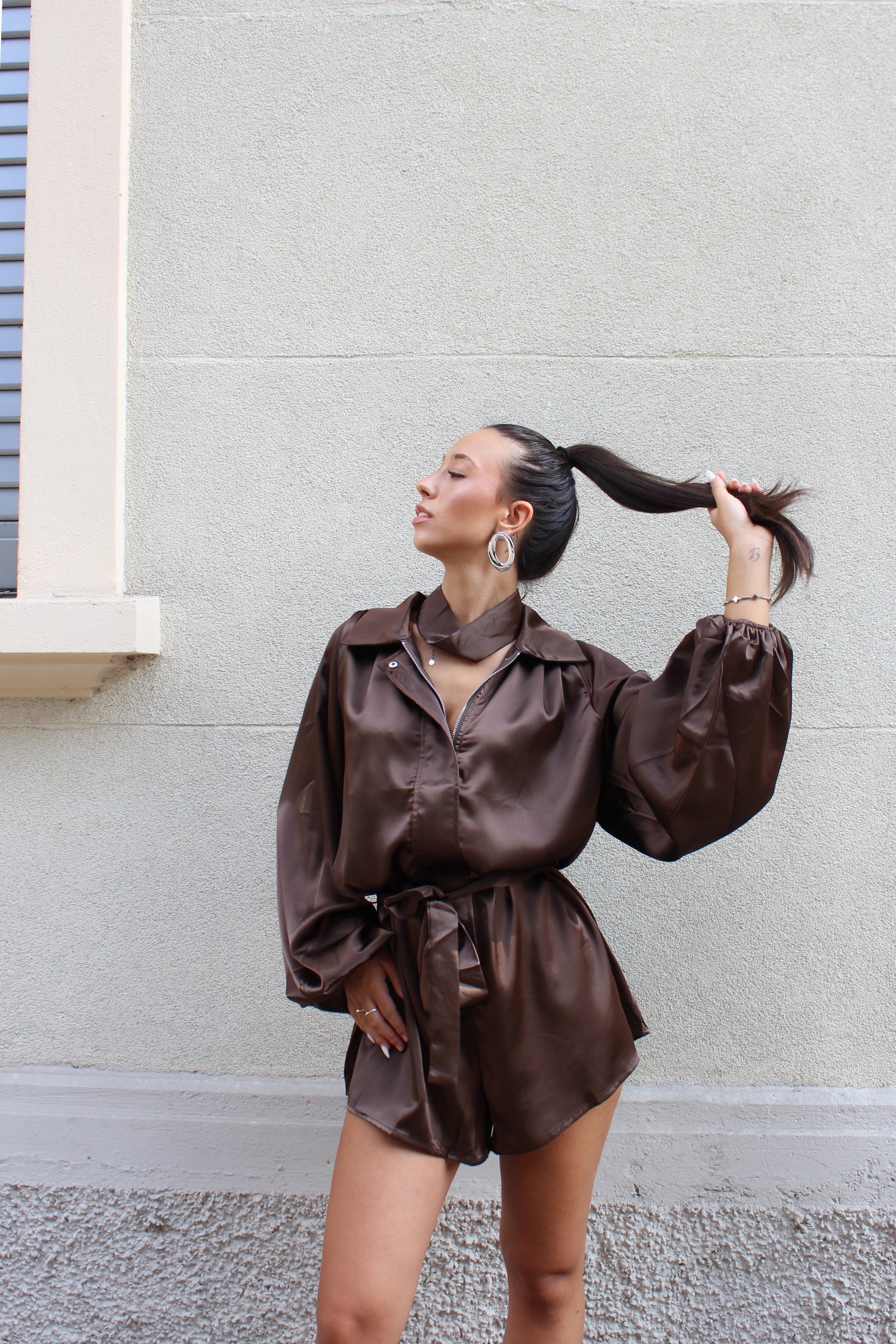 Playsuit Raso cioccolato