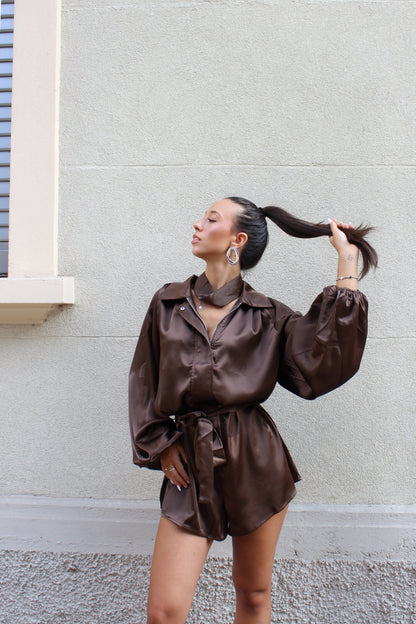 Playsuit Raso cioccolato