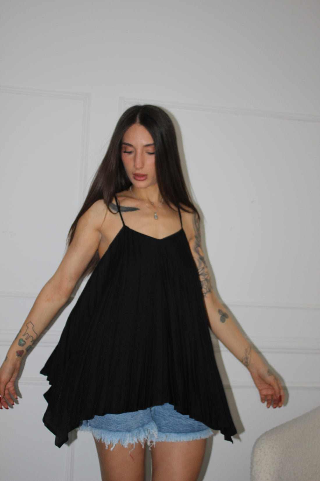 Blusa plissè Nero
