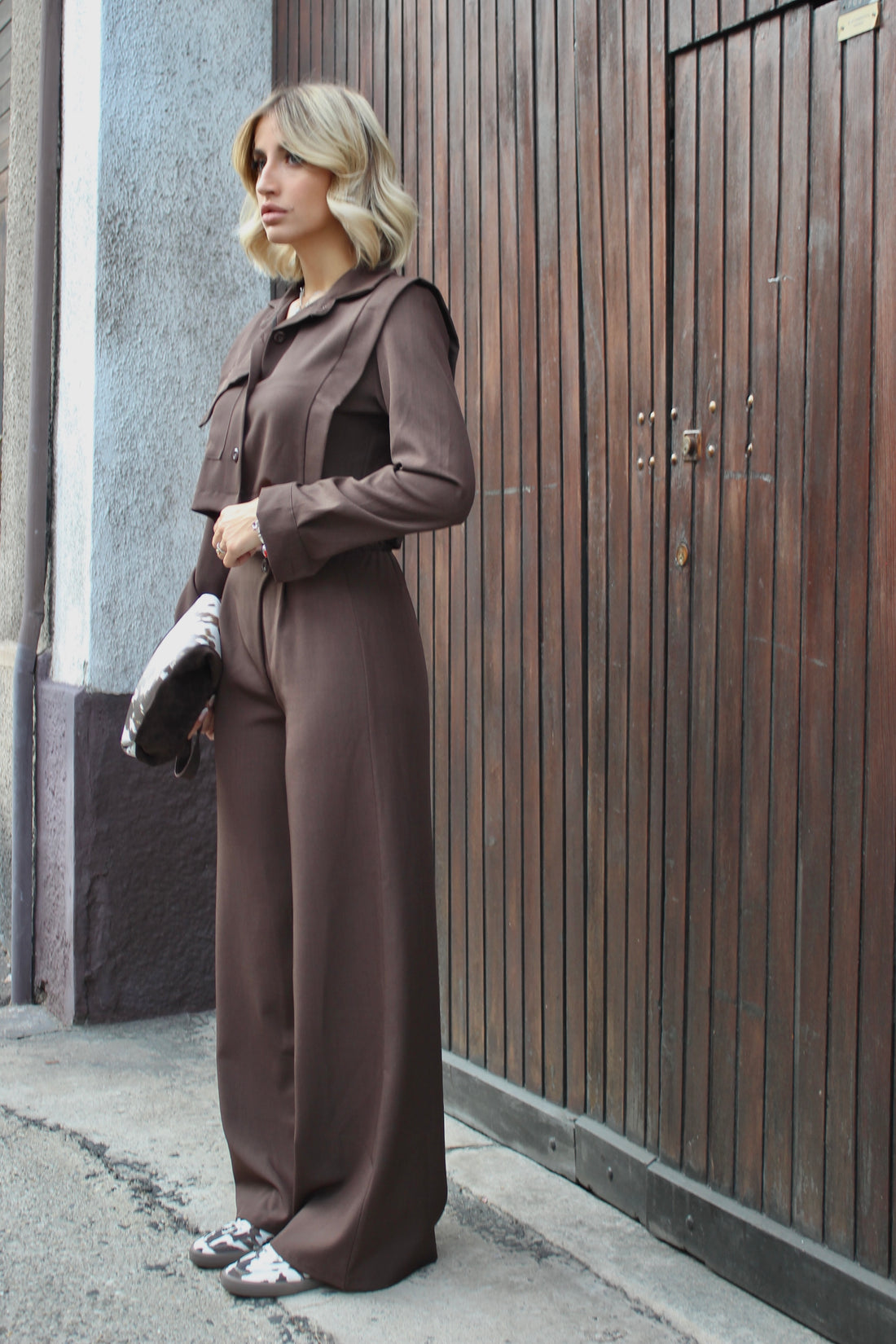 Coordinato Crop cioccolato