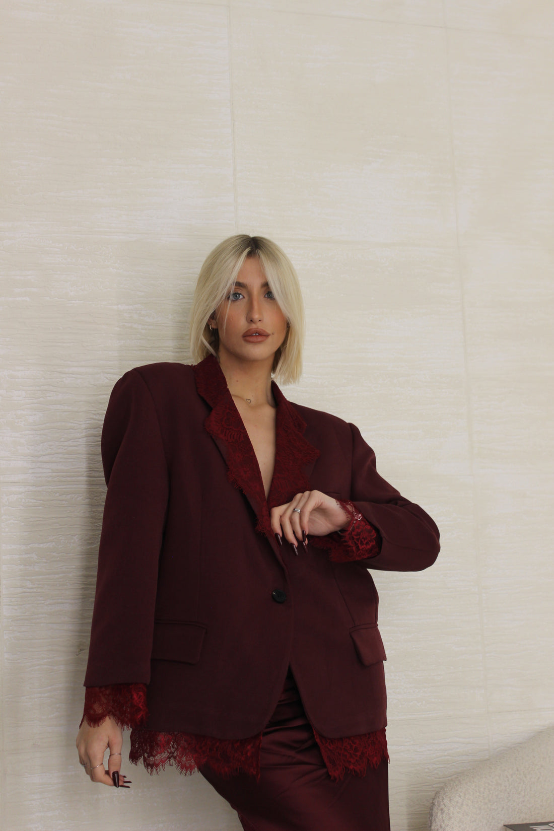 Blazer Lumina con pizzo Bordeaux