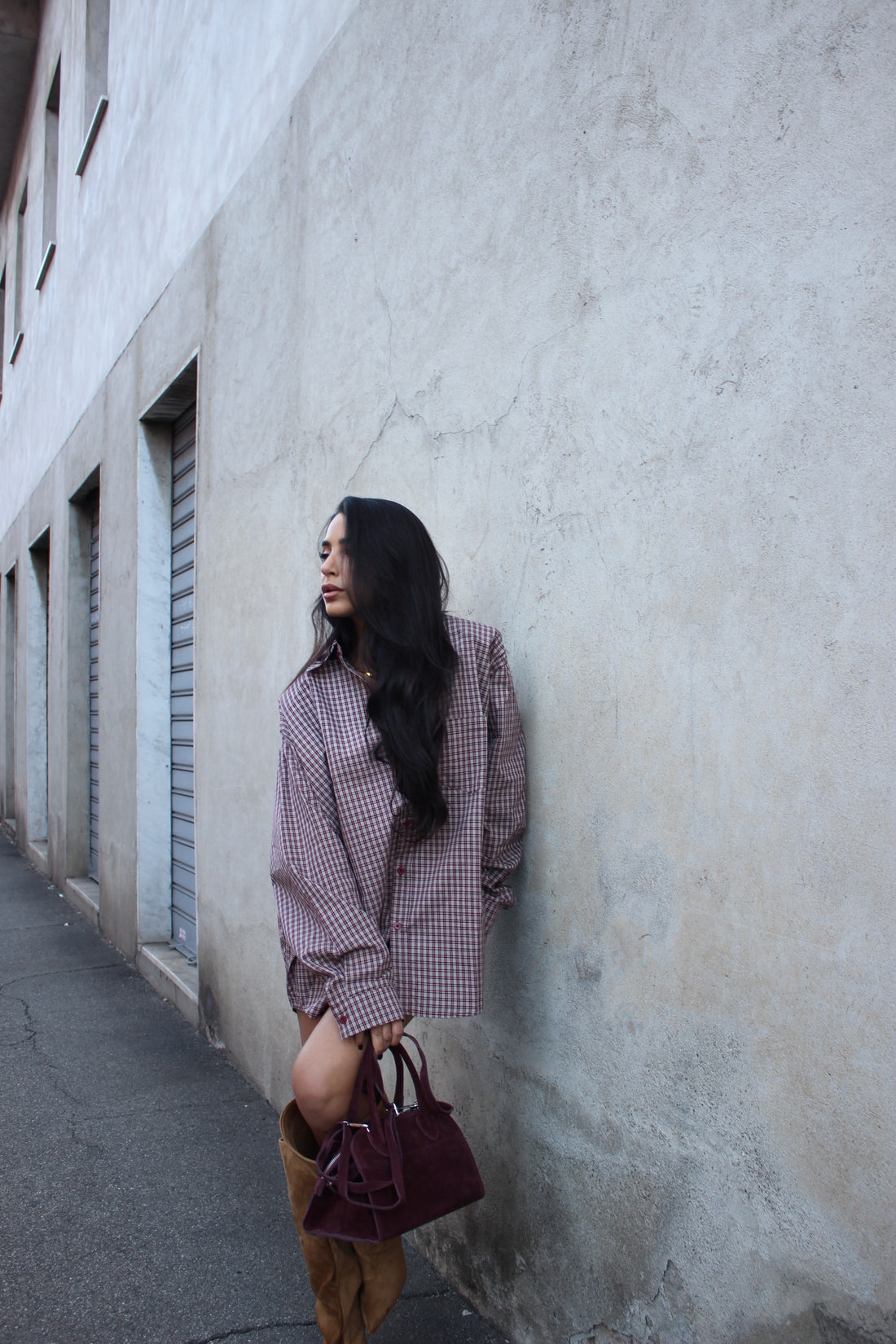 Camicia microcheck bordeaux