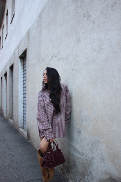 Camicia microcheck bordeaux