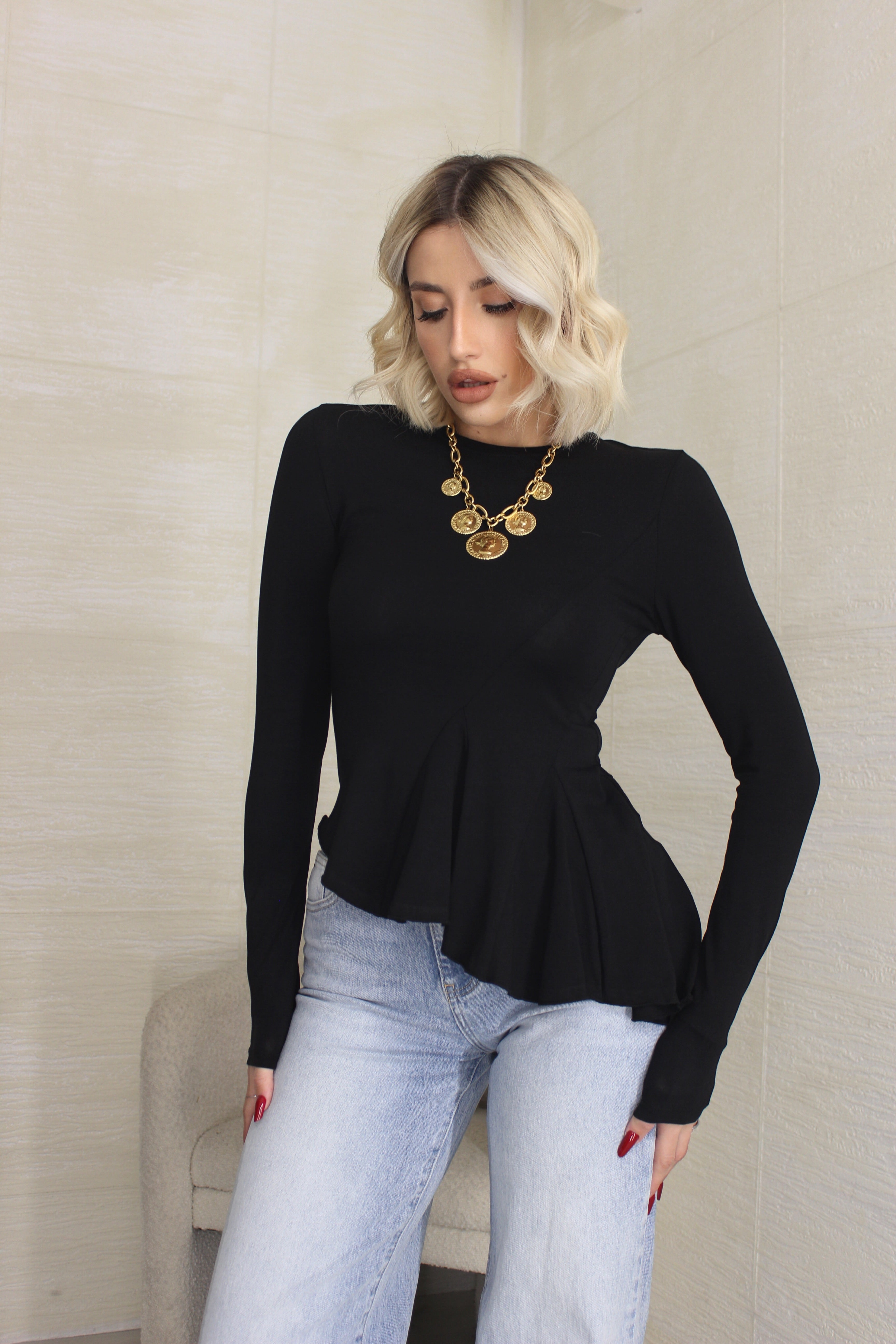 Maglia Lumina Asimmetrica Nero