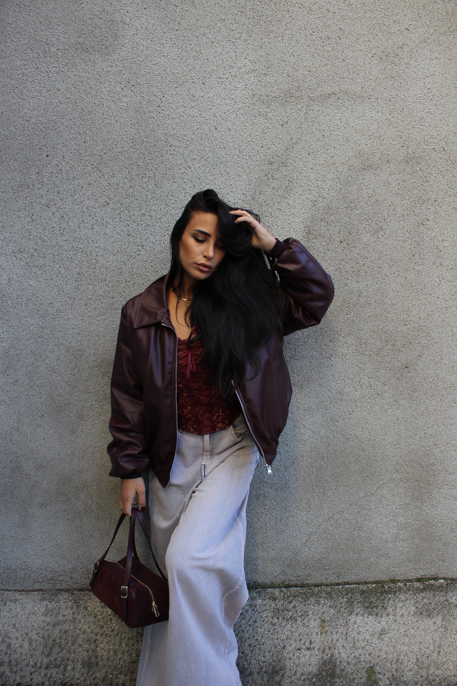 Bomber in ecopelle Nero