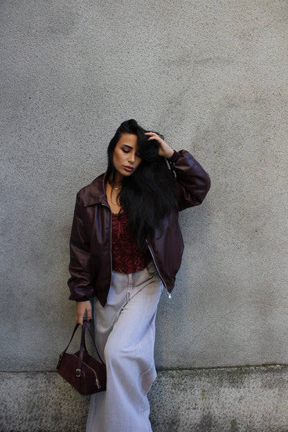 Bomber in ecopelle Nero