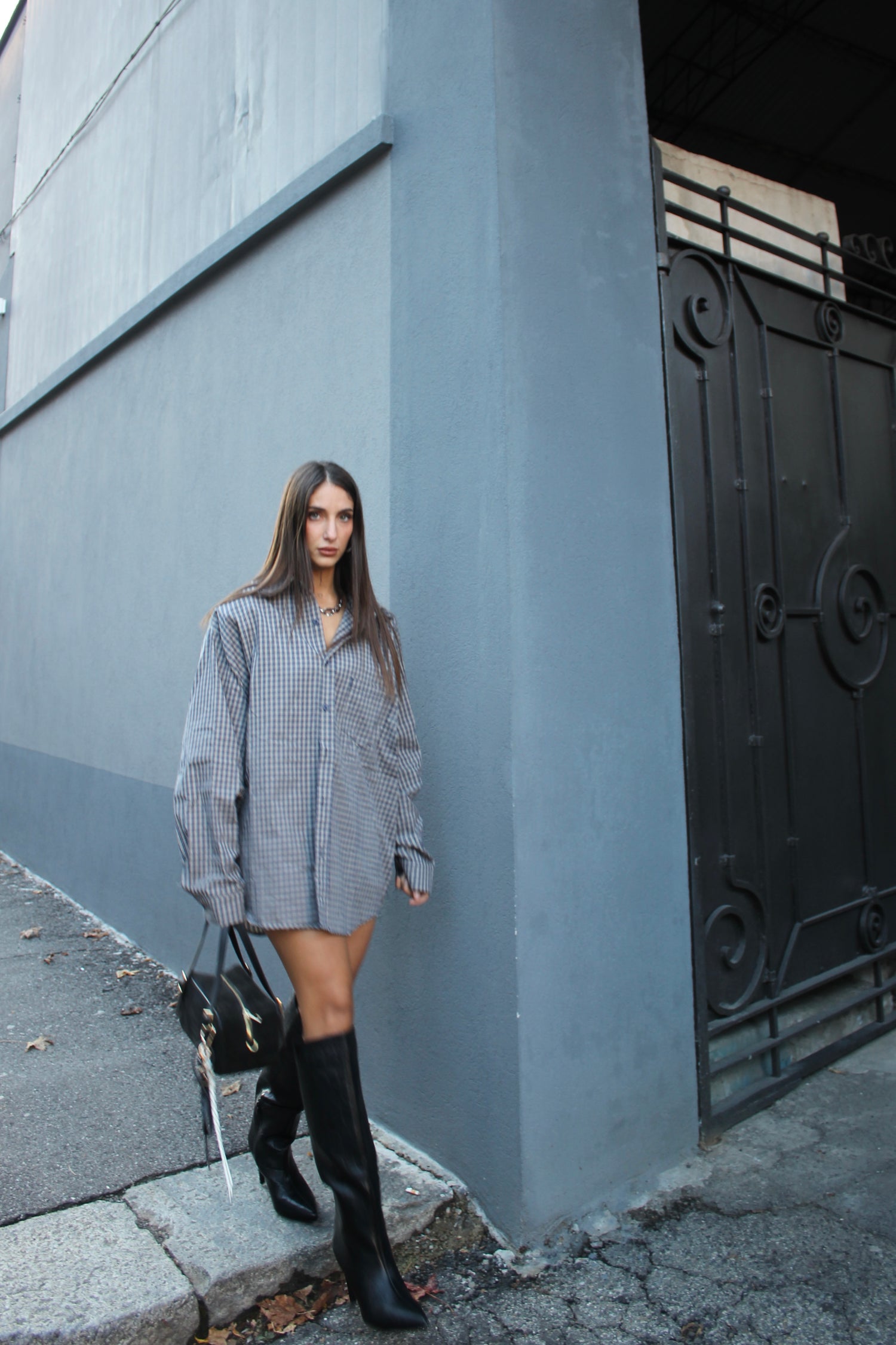 Camicia microcheck blu