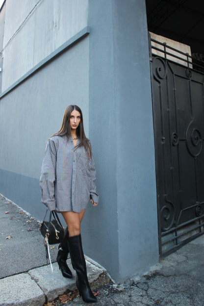 Camicia microcheck blu