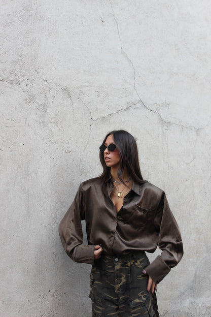 Camicia satin olive