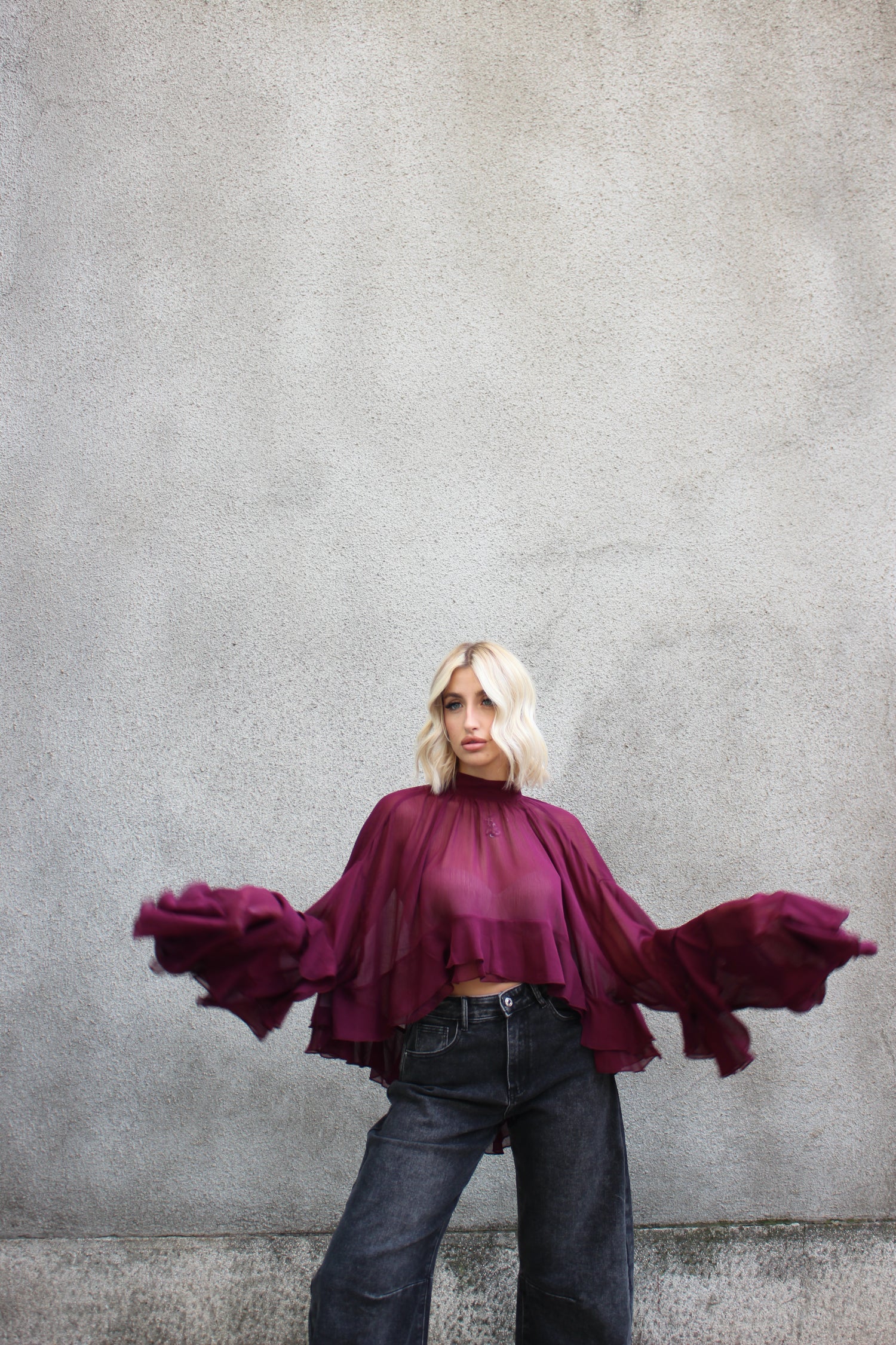 Blusa Voilè Bordeaux