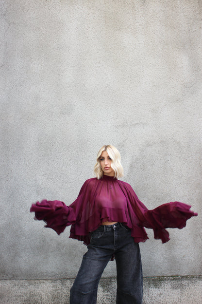 Blusa Voilè Bordeaux