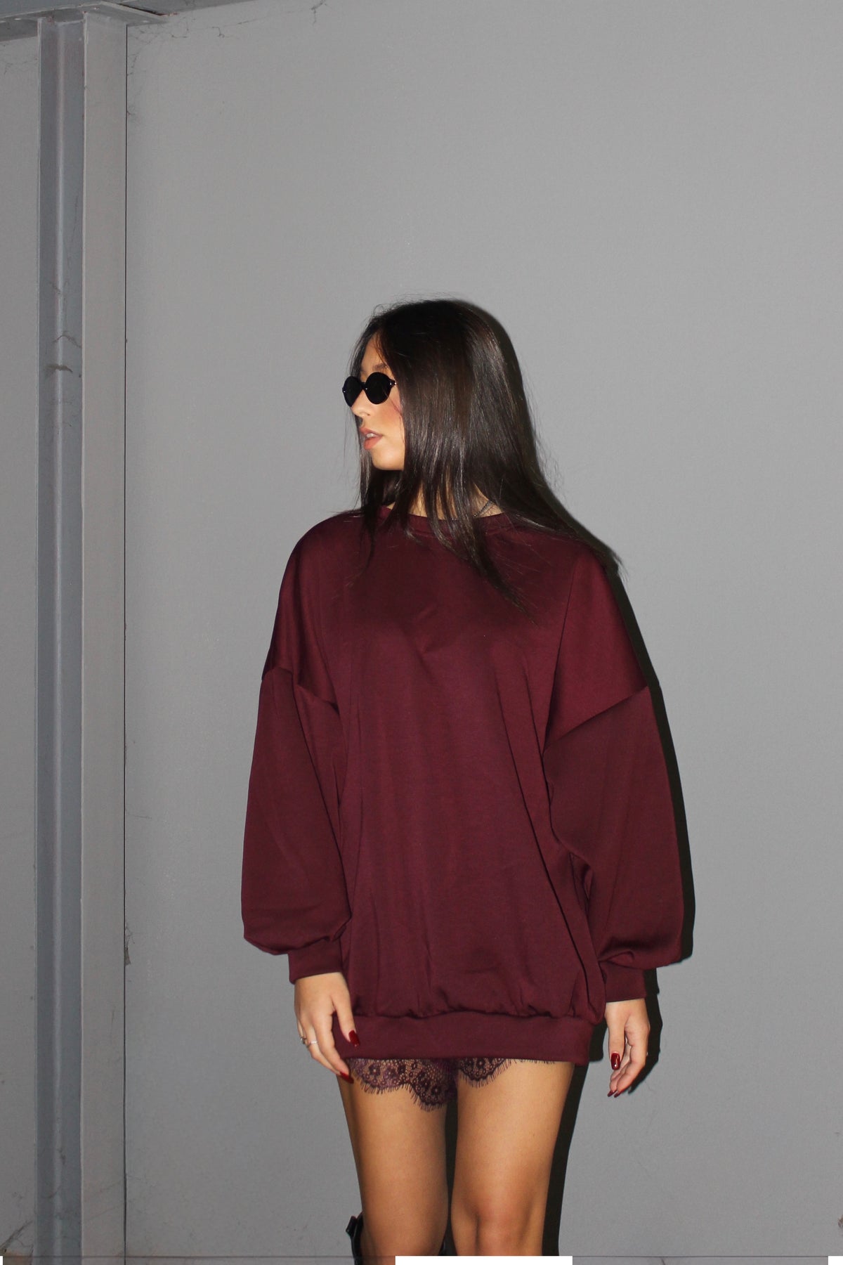 Maxi felpa cut out burgundy