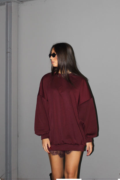 Maxi felpa cut out burgundy