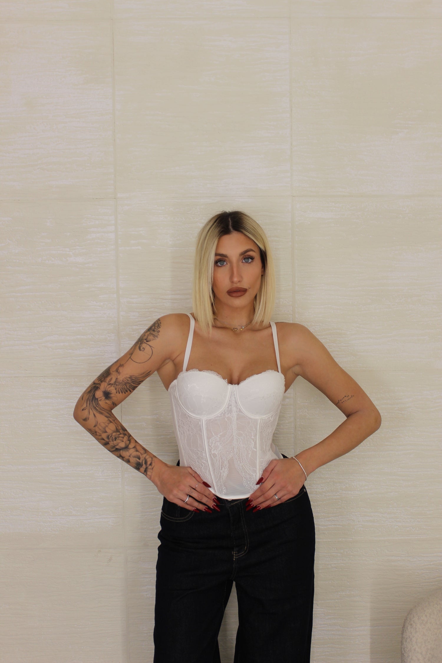 Corset in pizzo Bianco