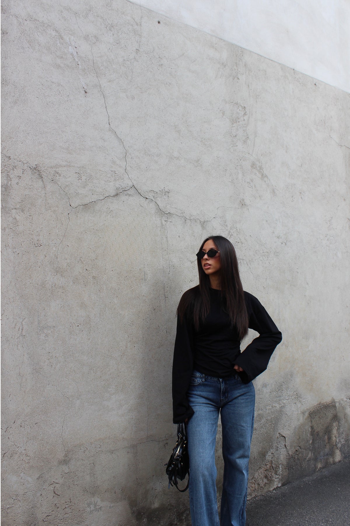 Maglia midi longesleeve nero