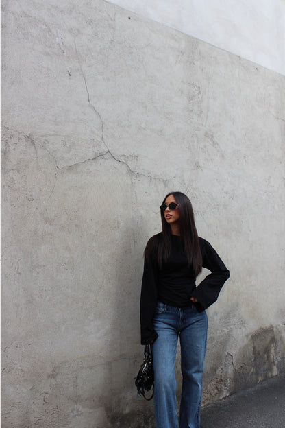 Maglia midi longesleeve nero