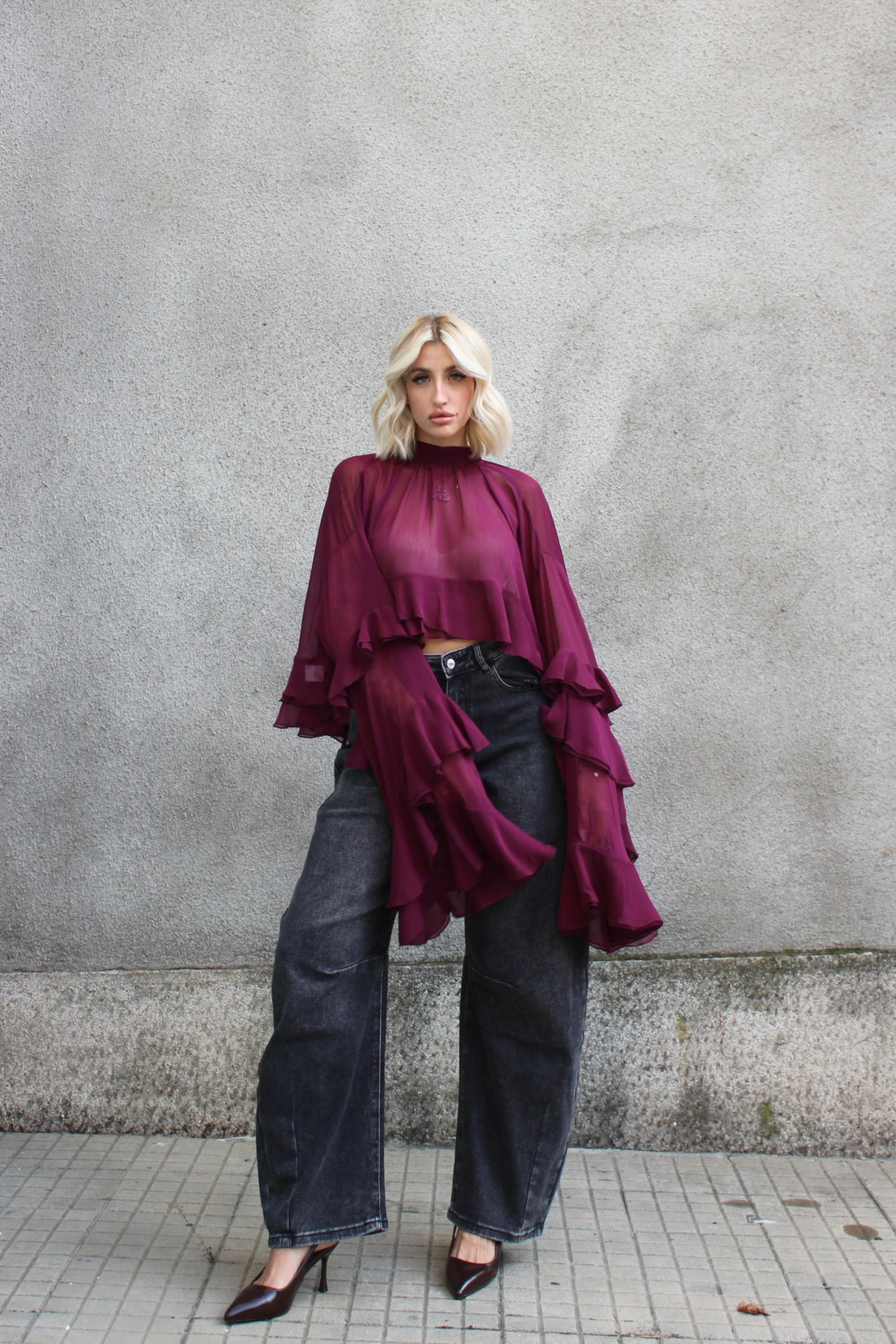 Blusa Voilè Bordeaux