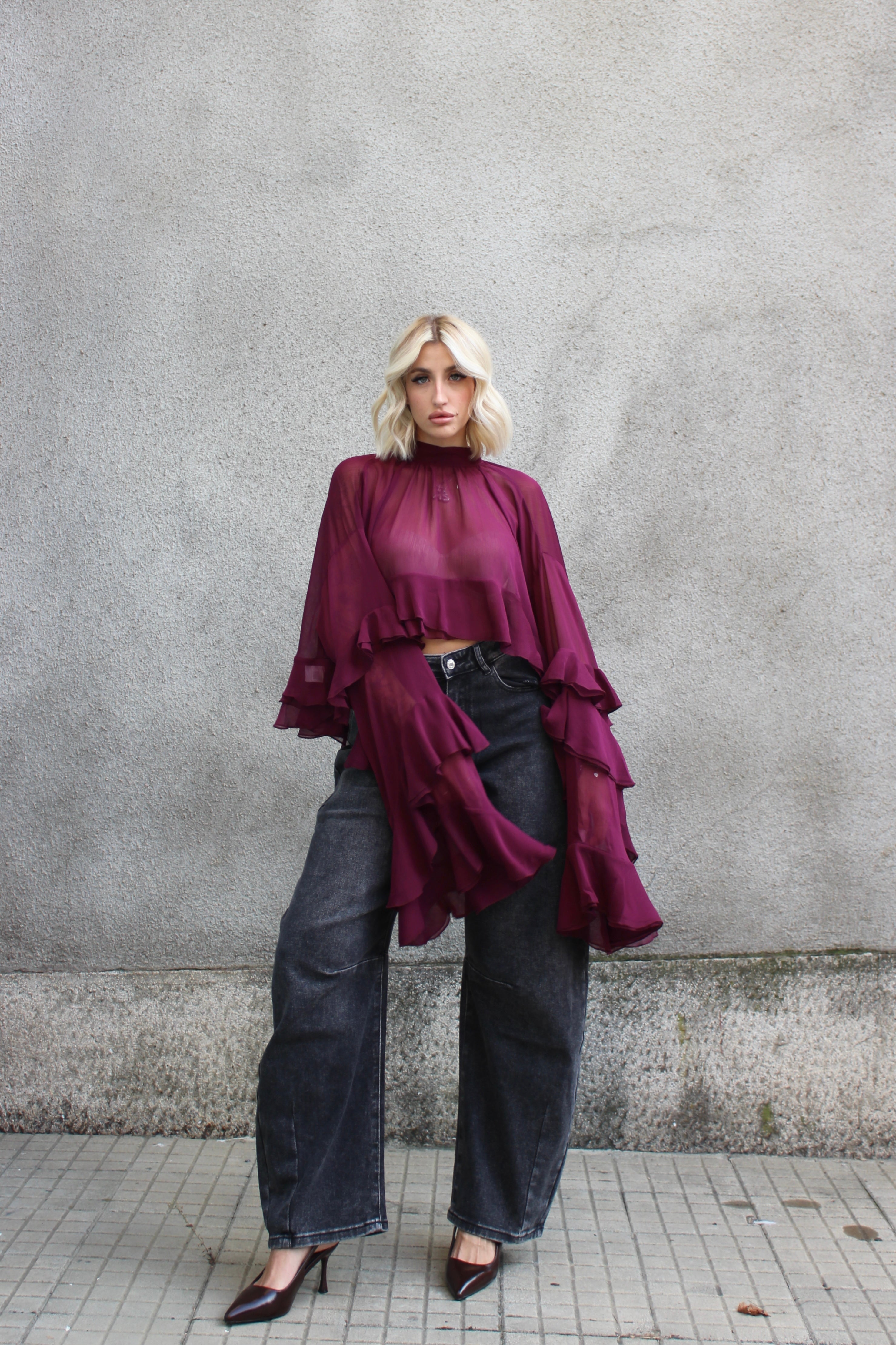 Blusa Voilè Bordeaux