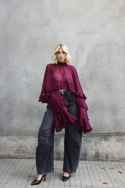 Blusa Voilè Bordeaux