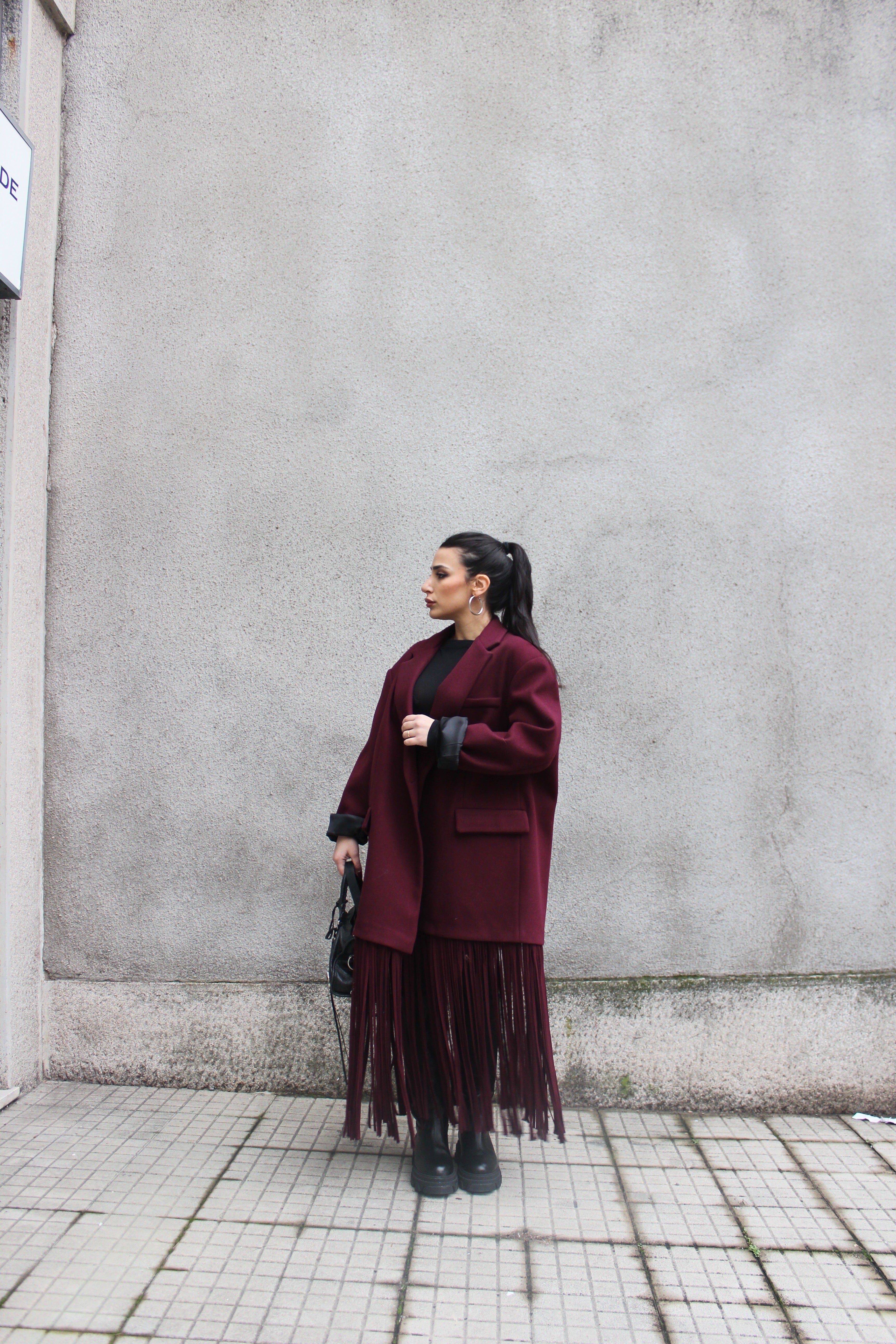 Cappotto Lumina Frange Bordeaux