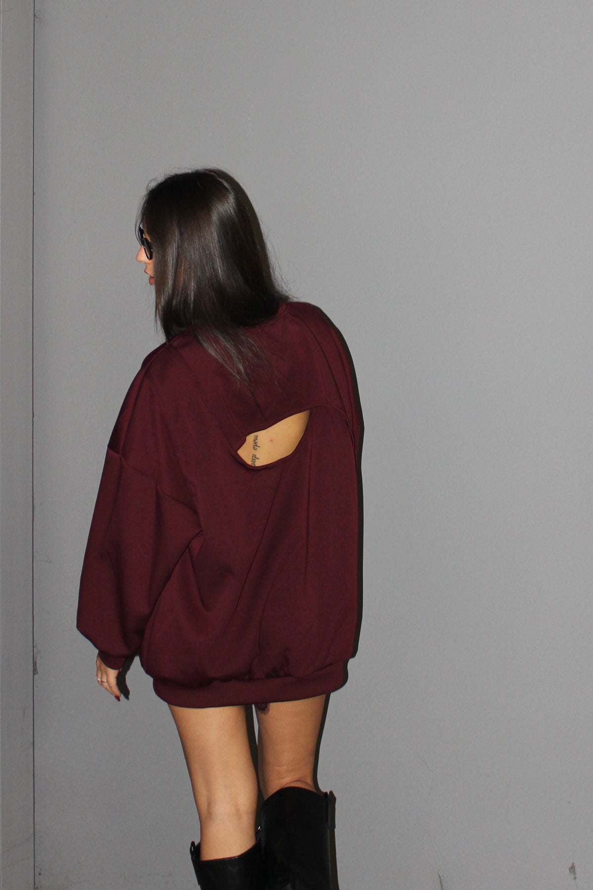 Maxi felpa cut out burgundy