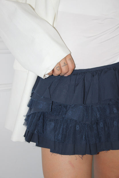 Pantaloncino lumina con balze blu