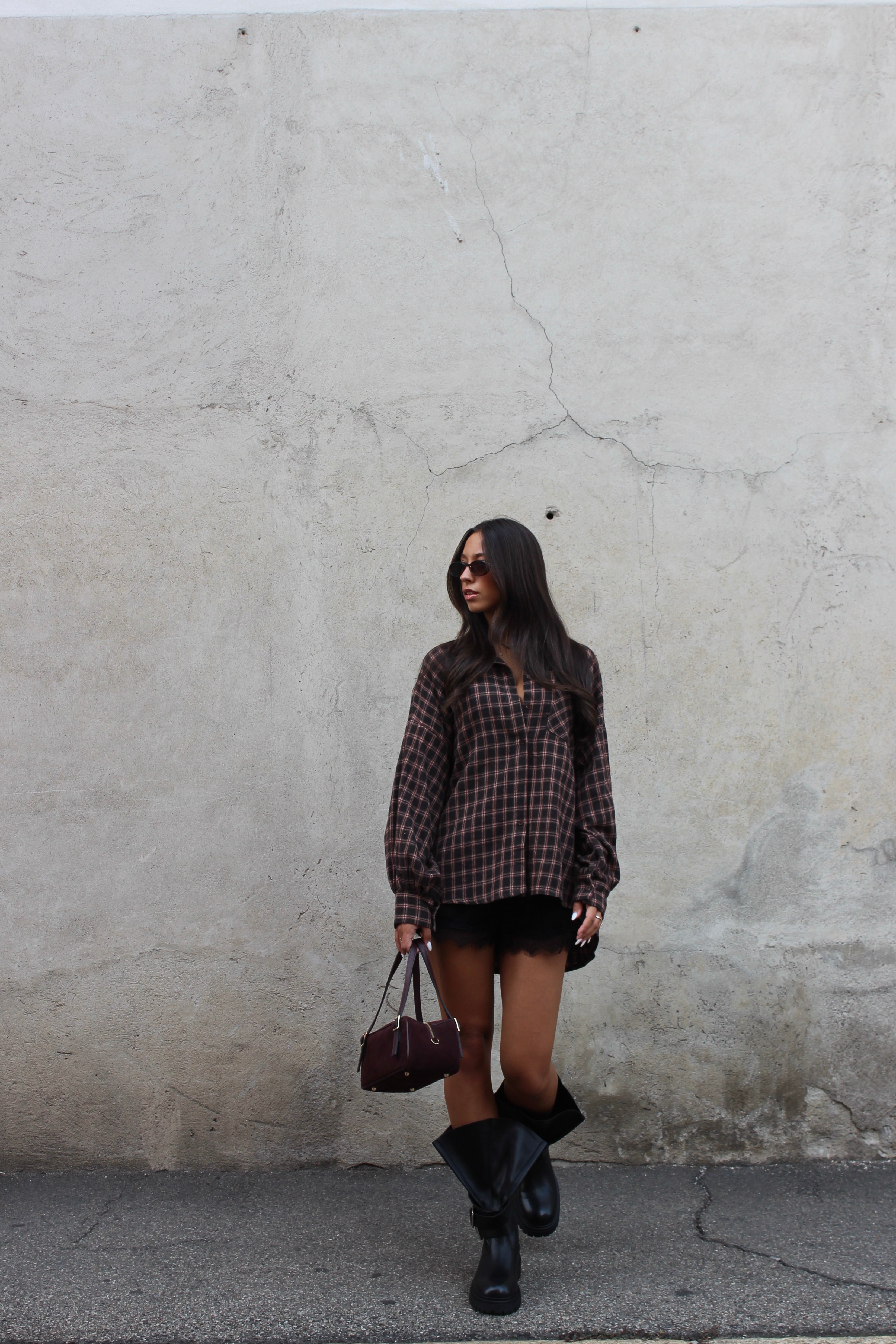 Camicia scozzese caffè
