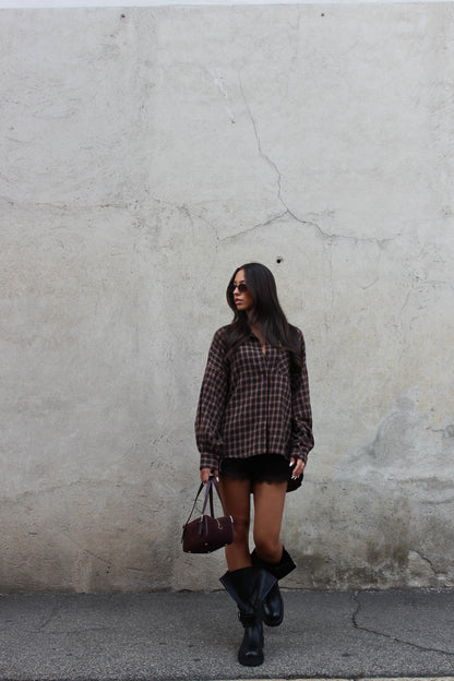 Camicia scozzese caffè