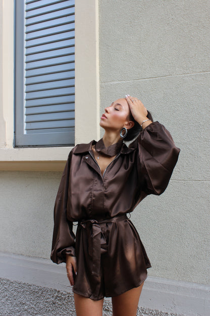 Playsuit Raso cioccolato
