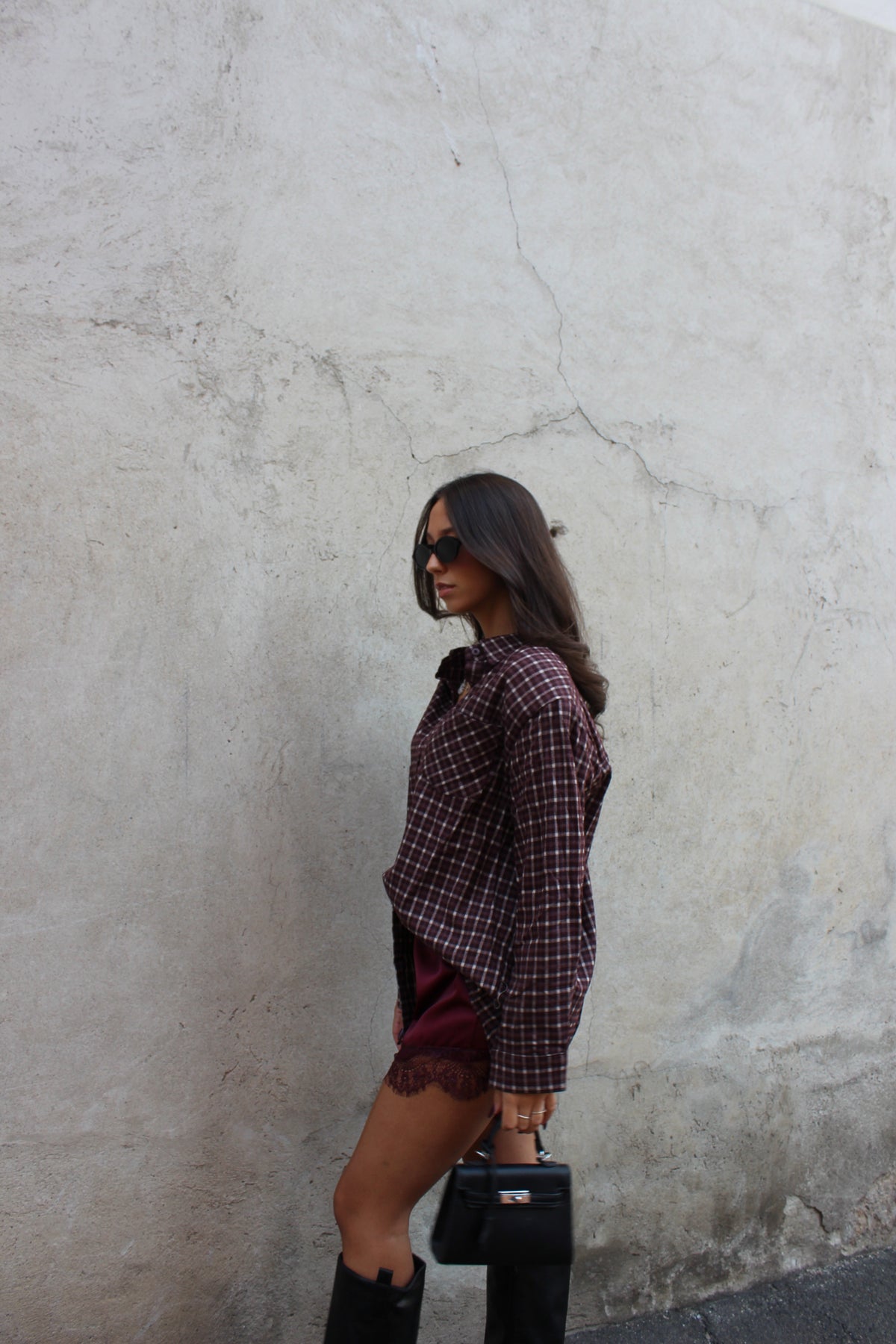 Camicia check bordeaux